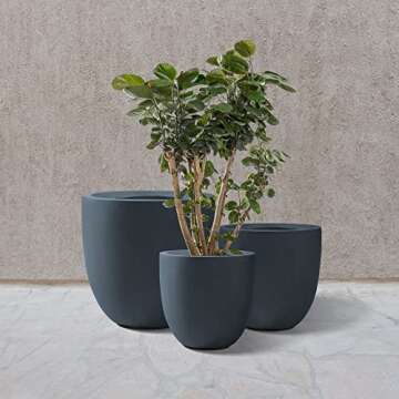 Modern Kante Concrete Planters Set for Home and Garden