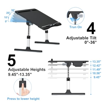 EVETTO X-Large Adjustable Laptop Bed Desk for Comfort