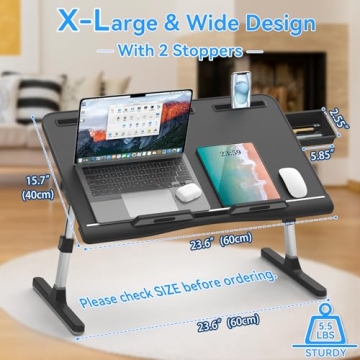 EVETTO X-Large Adjustable Laptop Bed Desk for Comfort