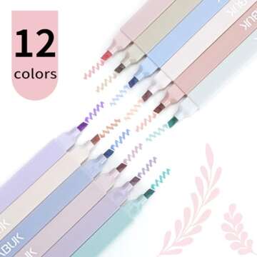 LABUK 12pcs Pastel Highlighters Aesthetic Cute Bible Highlighters and Pens No Bleed, with Mild Assor...