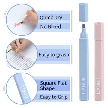LABUK 12pcs Pastel Highlighters Aesthetic Cute Bible Highlighters and Pens No Bleed, with Mild Assorted Colors, Dry Fast Easy to Hold for Journal Planner Notes School Office Supplies
