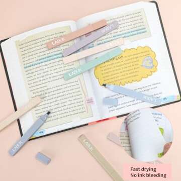 LABUK 12pcs Pastel Highlighters Aesthetic Cute Bible Highlighters and Pens No Bleed, with Mild Assorted Colors, Dry Fast Easy to Hold for Journal Planner Notes School Office Supplies