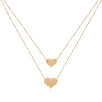 Dainty MEVECCO Layered Heart Necklace Set, 14k Gold Plated Jewelry for Women