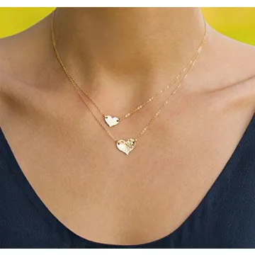 MEVECCO Layered Heart Pendant Necklace for Women