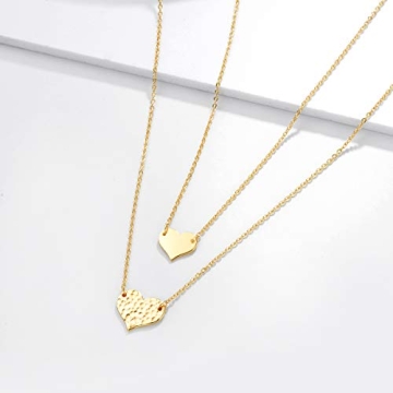 MEVECCO Layered Heart Pendant Necklace for Women