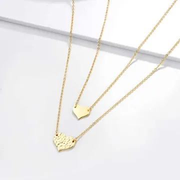 MEVECCO Layered Heart Pendant Necklace for Women