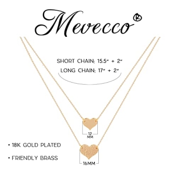 MEVECCO Layered Heart Pendant Necklace for Women