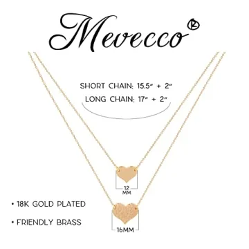 MEVECCO Layered Heart Pendant Necklace for Women