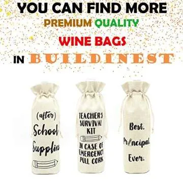 Present for Teacher Gift for Coworkers Teacher Appreciation gifts Wine bags-Teacher's Survival kits Wine bags-Cotton linen Drawstring Wine bottle bags