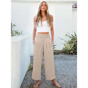 Wide Leg Palazzo Pants for Women - ANRABESS Summer Trousers