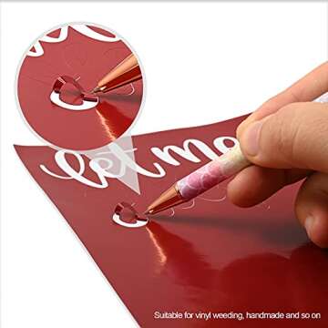 Glitter Air Release Weeding Tool Pin Pen Vinyl Installation, Anti-Slip Weeding Pen for Vinyl, includes 1 Pc Retractable Vinyl Weeding Pen with 2 Pcs Refills