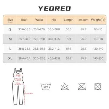 YEOREO Women Long Sleeve Workout Jumpsuit Zip Up Romper Bottom Pants Bodysuit Bodycon Sexy One Piece Black S