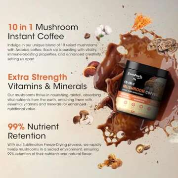 GREENPEOPLE 10 in 1 Mushroom Coffee | Premium Arabica Instant Coffee with Lion’s Mane, Reishi, Tur...