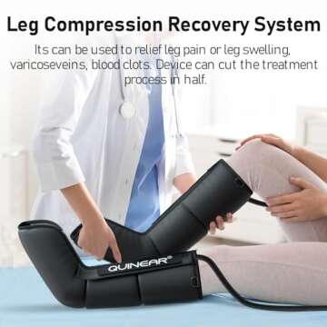 QUINEAR Leg Recovery System for Athletes, Recovery Boots, Leg Compression Massager for Circulation and Pain Relief - Time Adjustable(FSA or HSA Approved)