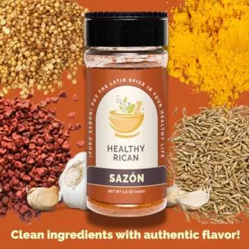 Healthy Rican Sazon Latin Herb Seasoning Mix 3.6 oz, 102g, Non-GMO, No MSG or Preservatives, No Artificial Flavor or Color, No Salt, Black Pepper Free, Gluten Free, Keto Friendly, Whole 30 Approved (Sazon)