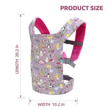 Baby Doll Carrier Front and Back Baby Doll Accessories Backpack Kid Toddlers Play Toy Baby Carriers for Babydoll Pretend with Adjustable Straps for Little Girls (Animals)