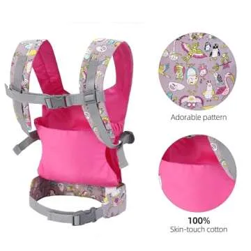 Baby Doll Carrier Front and Back Baby Doll Accessories Backpack Kid Toddlers Play Toy Baby Carriers for Babydoll Pretend with Adjustable Straps for Little Girls (Animals)