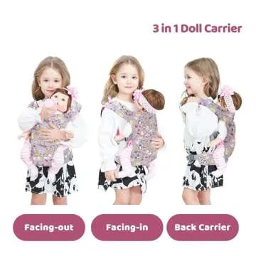 Baby Doll Carrier Front and Back Baby Doll Accessories Backpack Kid Toddlers Play Toy Baby Carriers for Babydoll Pretend with Adjustable Straps for Little Girls (Animals)