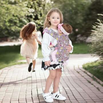 Baby Doll Carrier Front and Back Baby Doll Accessories Backpack Kid Toddlers Play Toy Baby Carriers for Babydoll Pretend with Adjustable Straps for Little Girls (Animals)