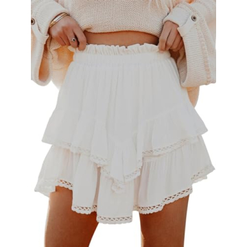 Aoudery Flowy Shorts for Women Casual Boho Ruffle Tiered Skorts - Comfortable & Stylish