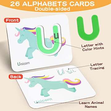 Kidsciety Number Alphabet Flash Cards, Montessori Learning Educational Toys for 3 4 5 Year Old - ABC Learning for Toddlers, Preschool Learning Activities, Math Games Puzzles, Boys Girls Birthday Gift
