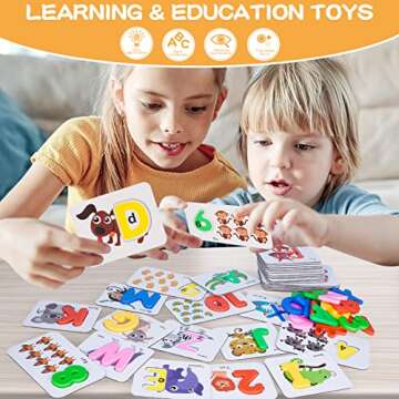 Kidsciety Number Alphabet Flash Cards, Montessori Learning Educational Toys for 3 4 5 Year Old - ABC Learning for Toddlers, Preschool Learning Activities, Math Games Puzzles, Boys Girls Birthday Gift