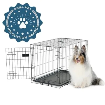 Carlson Pet Products Secure and Foldable Single Door Metal Dog Crate, Medium, Black