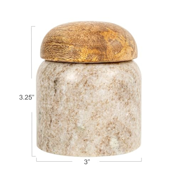 Creative Co-Op Marble Canister with Wood Lid