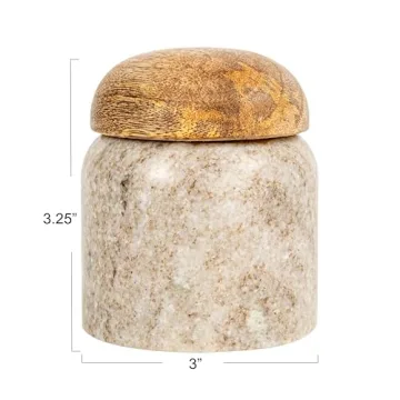 Creative Co-Op Marble Canister with Wood Lid