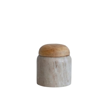 Creative Co-Op Marble Canister with Wood Lid