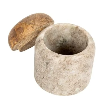 Creative Co-Op Marble Canister with Wood Lid