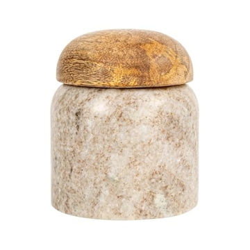 Creative Co-Op Marble Canister with Wood Lid