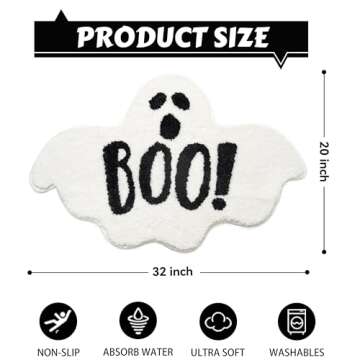 UNIBATH Halloween Bathroom Rugs Spooky Ghost Bath Mat Non-Slip for Gothic Bathroom Decor Goth Funny ...