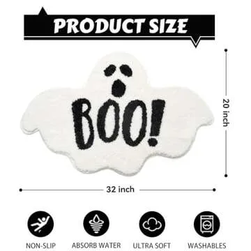 UNIBATH Halloween Bathroom Rugs Spooky Ghost Bath Mat Non-Slip for Gothic Bathroom Decor Goth Funny ...