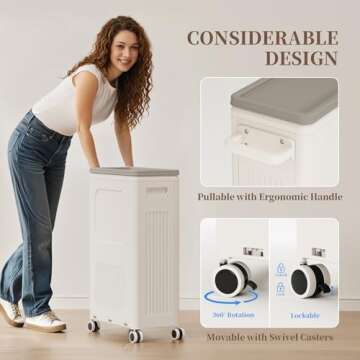 HAIXIN HOME Double Laundry Hamper with Lid – Durable Plastic Laundry Basket with Wheels & Handle f...