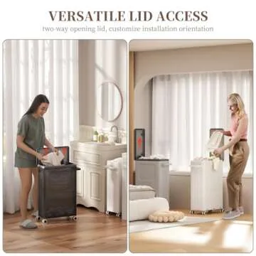 HAIXIN HOME Double Laundry Hamper with Lid – Durable Plastic Laundry Basket with Wheels & Handle for Easy Transport & Rolling, 50L Each, Perfect Clothes Hamper for Laundry Rooms, Bedrooms, Dorms