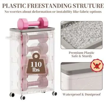 HAIXIN HOME Double Laundry Hamper with Lid – Durable Plastic Laundry Basket with Wheels & Handle for Easy Transport & Rolling, 50L Each, Perfect Clothes Hamper for Laundry Rooms, Bedrooms, Dorms