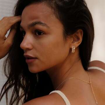 VACRONA Cubic Zirconia Huggie Earrings - Elegant 14k Gold Plated Hoops for Women