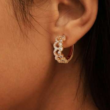 Stylish VACRONA Gold Plated Huggie Earrings for Women