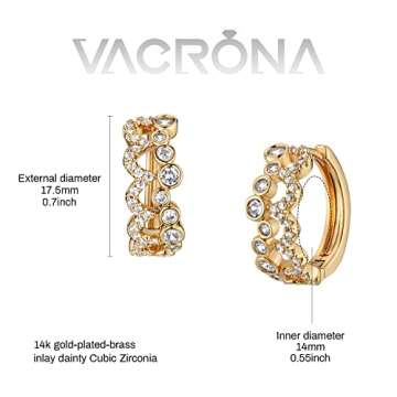 Stylish VACRONA Gold Plated Huggie Earrings for Women