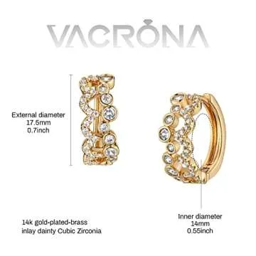 Stylish VACRONA Gold Plated Huggie Earrings for Women