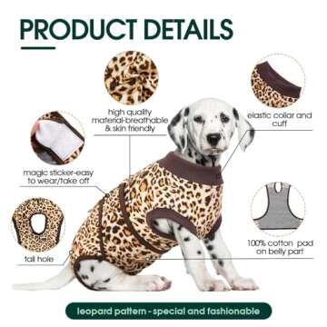 Kuoser Dog Surgery Recovery Suit, Recovery Suit for Female Male Dogs, Dog Onesie After Surgery Spay Neuter, Anti-Licking Pet Surgical Recovery Snugly Suit, Bodysuit for Abdominal Wounds Skin Disease