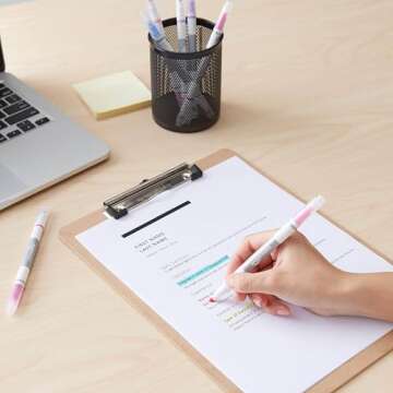 Amazon Basics Erasable Highlighters Assorted Colors, Dual Tip, 12-Pack, Office and School Supplies for Note-Taking