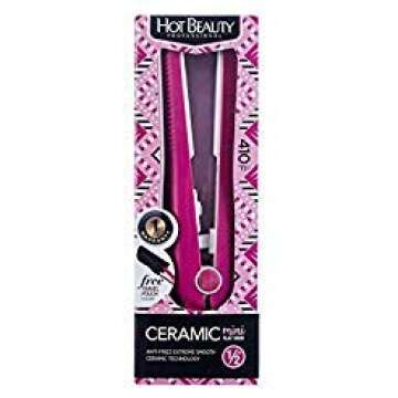 Hot Beauty Professional Ceramic Mini Flat Iron 1/2", Anti-Frizz, Fast Heating, Versatile Styling for...