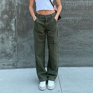 Women Wide Leg Jeans Baggy Low Waist Denim Pants Casual Loose Straight Trousers Vintage 90s Streetwe...