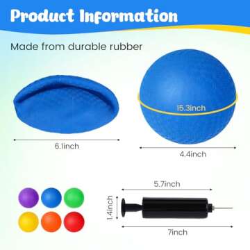 Shindel 6PCS Playground Ball with Air Pump, 5inch Inflatable Dodge Ball for Kids Indoor Outdoor