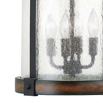 Kichler Lighting Barrington Distressed Black and Wood Rustic Pendant Light - 12.01" W