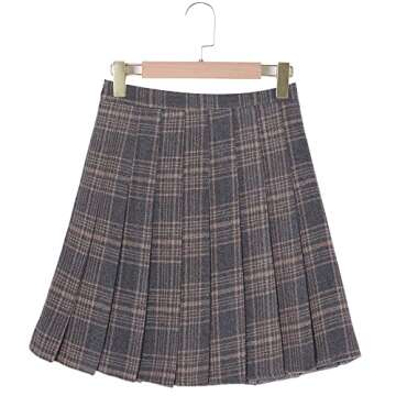 Hoerev Women Girls Versatile Plaid Pleated Skirt with Shorts for Cold Weather Brown, US: 10