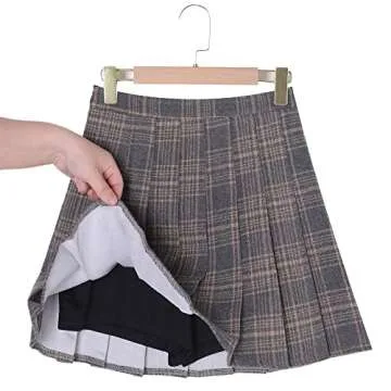 Versatile Plaid Pleated Skirt with Shorts for Women