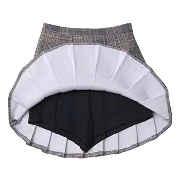 Versatile Plaid Pleated Skirt with Shorts for Women